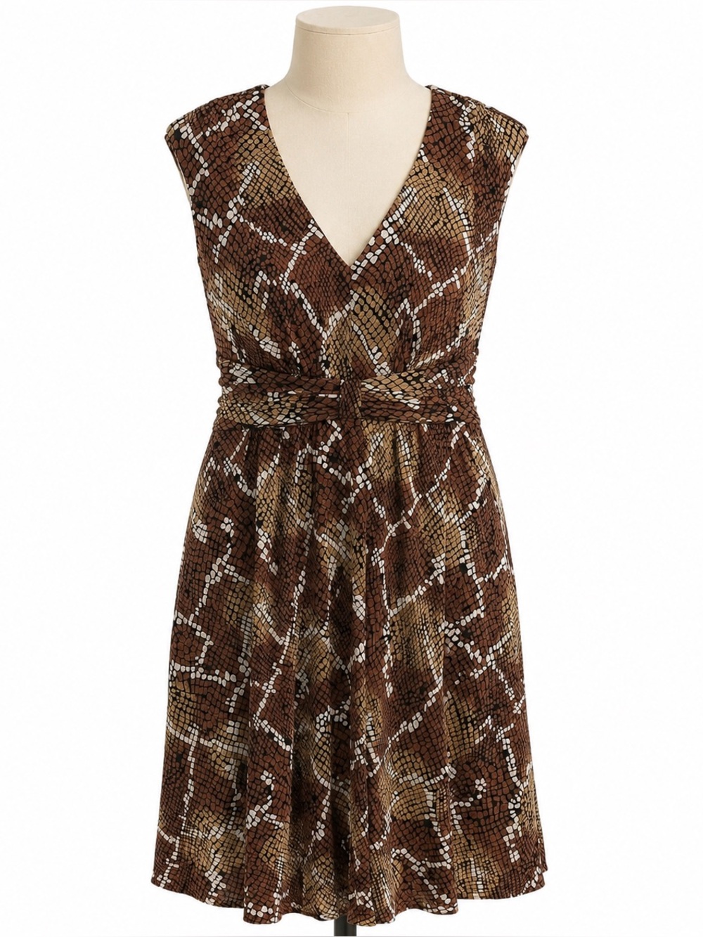 Signature by Sangria Brown Snake-Print Midi Dress